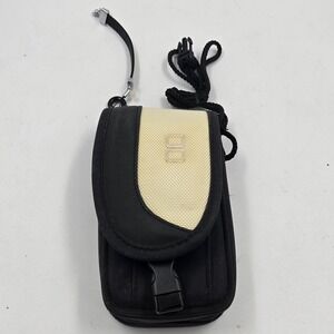 Nintendo DS Carrying Case Black Cream Nylon Travel Pouch with Lanyard Carabiner